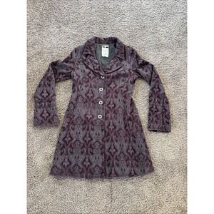 Free People Jacquard‎ Brocade Coat Womens Size 6 Purple Gothic Royal